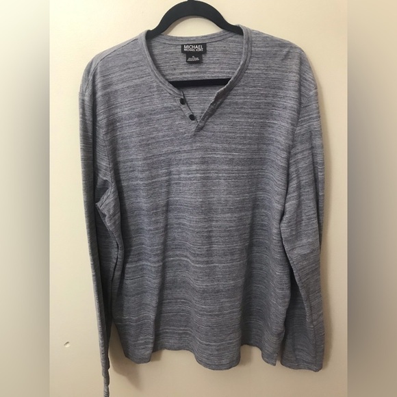 MICHAEL Michael Kors Mens Cotton Space Dye Grey Long Sleeve Henley Sweater XL - Picture 3 of 12